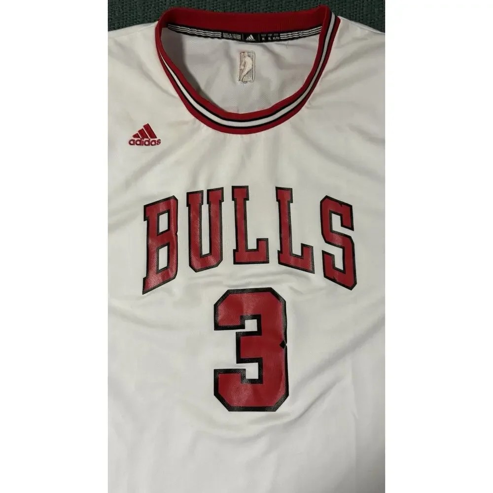 Wade Chicago Bulls Adidas White Jersey NBA BASKETBALL Shirt Men’s Size XL